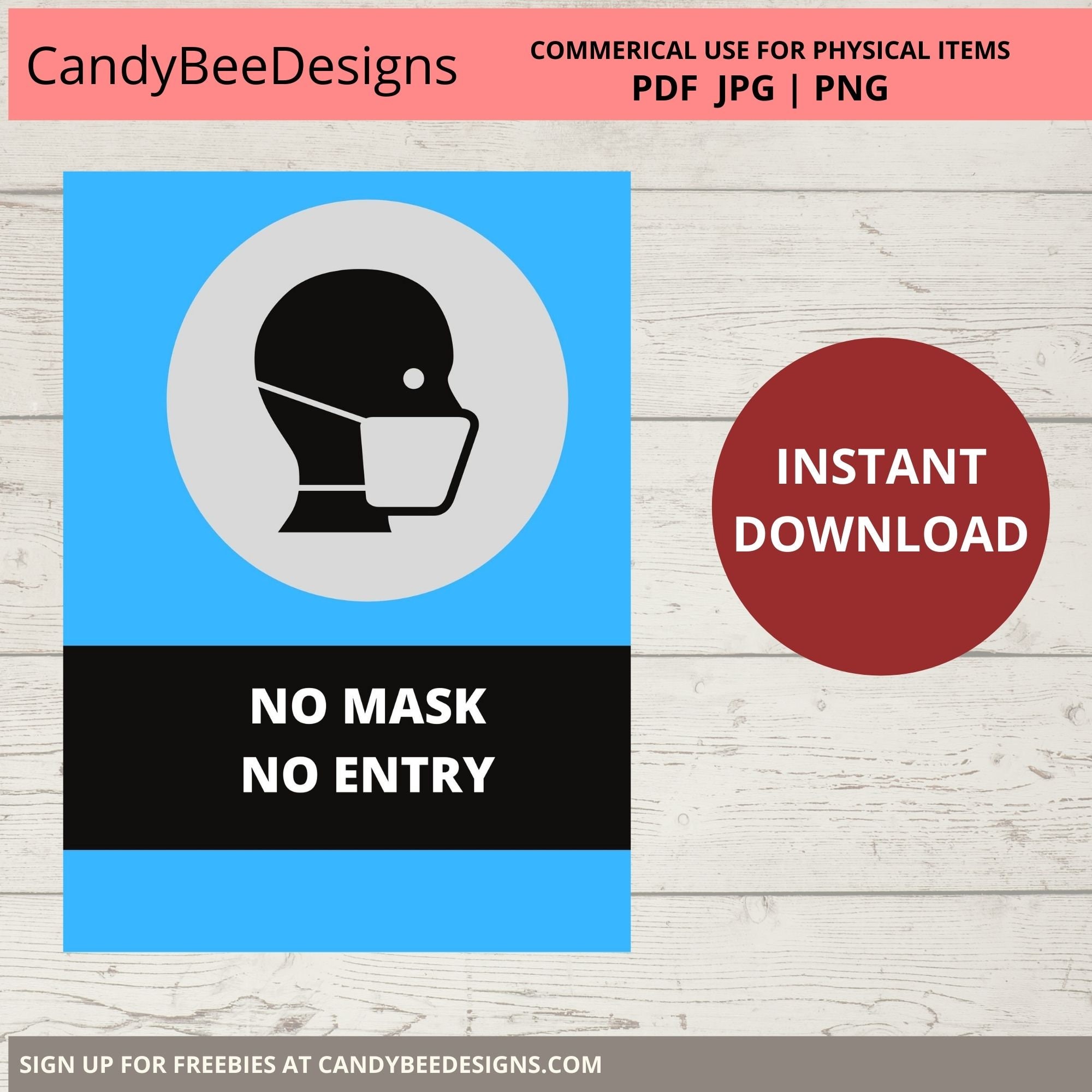 Printable No Mask No Entry signs for offices and business | Etsy