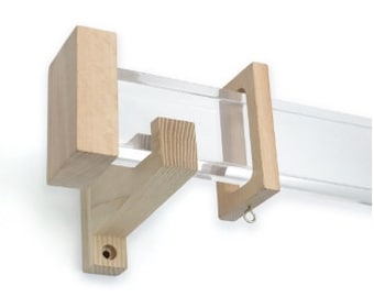 Lucite / Wood Mix Curtain Rod Set