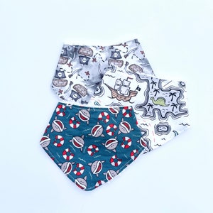 Pirate Adventure Baby Boy Bib Set | Shark Bandana Baby Boy Bibs | Pirate Baby Shower Gift for Boy | Treasure Bandana Bib | Gift for New Mom