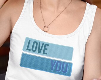 Unisex 80s Inspired Tank Top, Love You Shirt