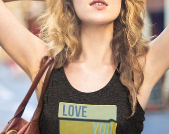 Unisex 80s Aesthetic Tank Top, Love You Shirt