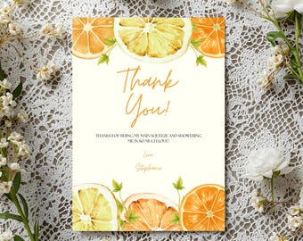 Citrus Danke Kartenvorlage, Lemon Orange Main Squeeze Shower (Digitaler Download)