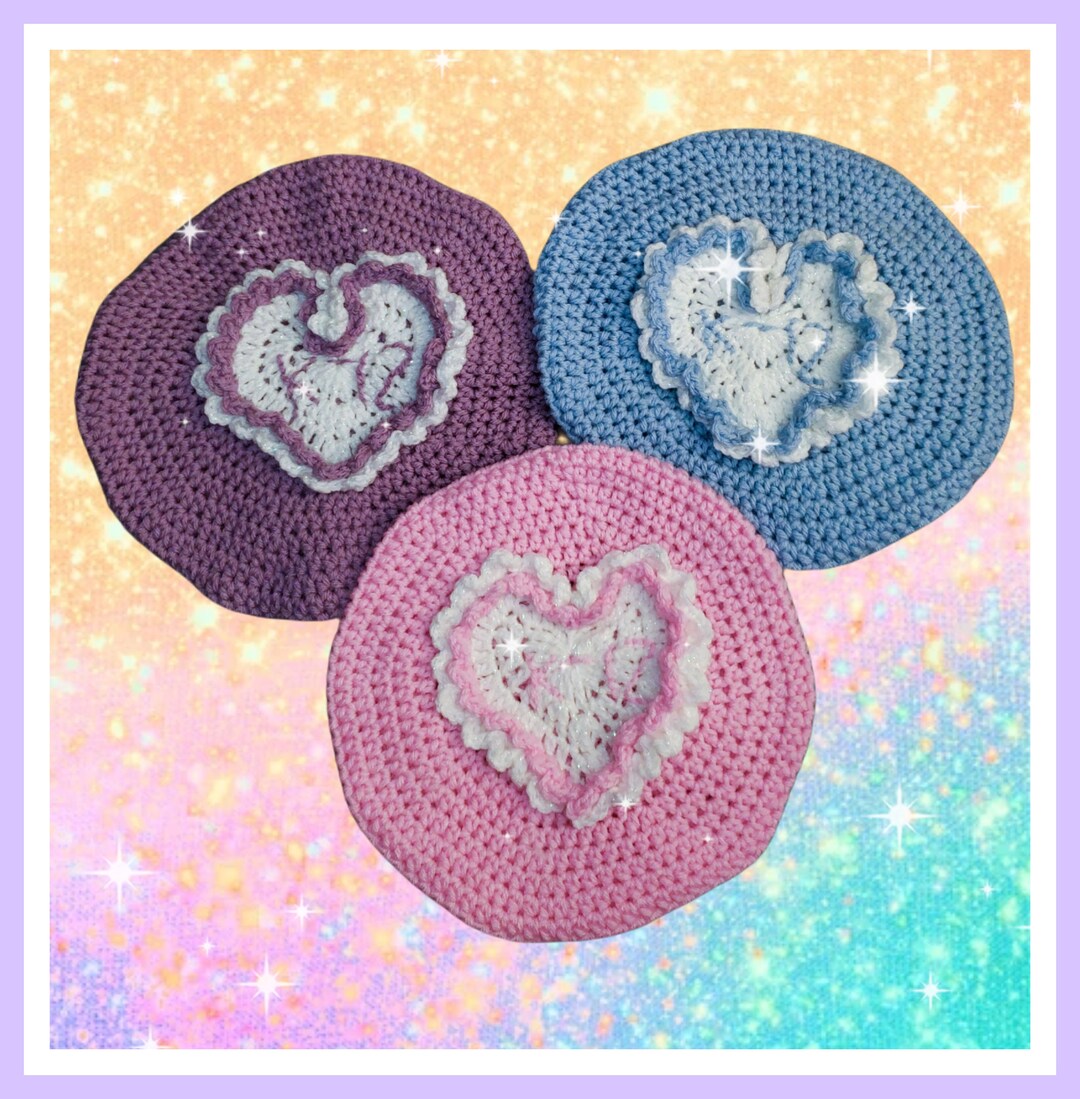 K12 Heart Berets Cute Crocheted Hat Pastel Beret Cry Baby Cry Baby K12