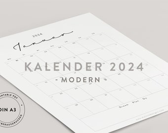 Kalender 2024 Din A3 PRINTABLE - modern