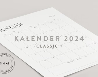 Kalender 2024 Din A3 PRINTABLE - classic