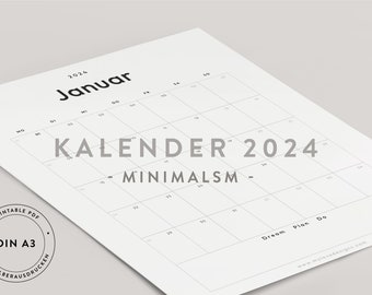 Kalender 2024 Din A3 PRINTABLE - minimalism