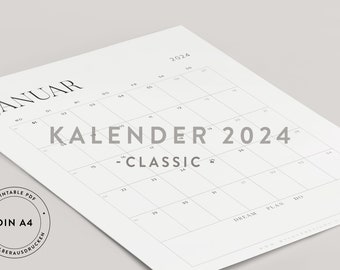 Kalender 2024 Din A4 PRINTABLE - classic