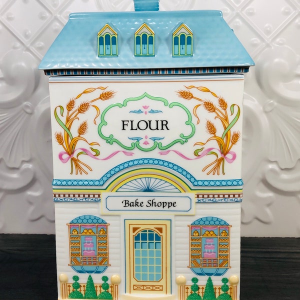 Boîte à farine avec couvercle Lenox Village ~ Imparfaite ~ Porcelaine fine ~ Fabriqué à la main à Taïwan ~ vintage