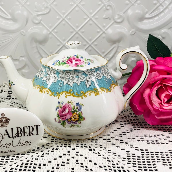 Royal Albert ~ Enchantment ~ 1st Teapot IMMACULATE ~ 2nd Teapot IMPERFECT ~ Five Cup Size ~ Bone China ~ Vintage ~ Very Rare