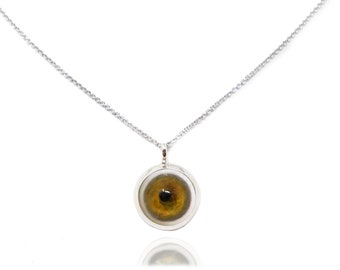 Medium Hand Painted Eye Pendant Necklace, Silver and Gold Evil Necklace, Personalized Gift, Handcrafted in Los Angeles