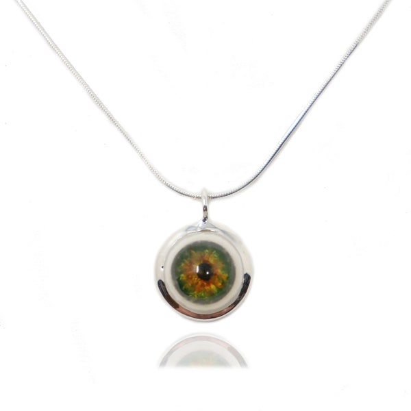 Large Hand Painted Eye Pendant Necklace, Silver and Gold Evil Necklace, Personalized Gift, Handcrafted in Los Angeles