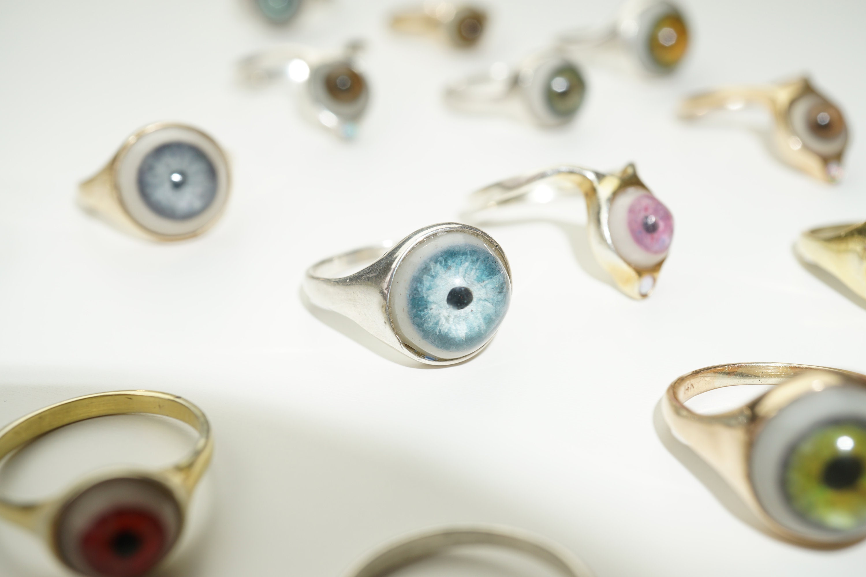 Angle Eye Rings Sterling Silver Hand Painted Eyeball Ring (medium) / Evil Eye Ring ...