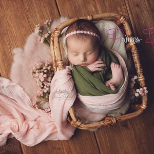 Neugeborenen Haarband Baby Mädchen Haarband Taufe Perlen Haarband haarkranz einschulung Newborn Shooting Taufe Haarband Newborn Props Rosa