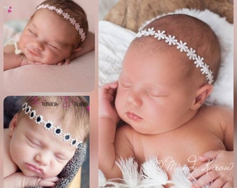 Baby Haarband Taufe Babyfotografie Babyshooting Newborn Props Stirnband Kopfband Blume Neugeborenen Haarband weiß ivory Taufhaarband