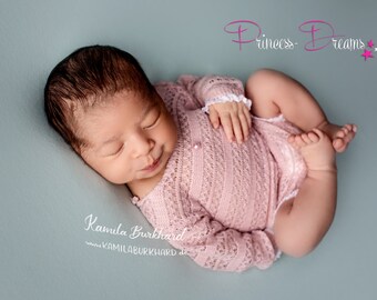 Neugeborenen Fotografie Strick Body Outfit Baby Mädchen Outfit Strampler rosa Haarband Baby Newborn Baby Fotografie Requisiten Newborn Props
