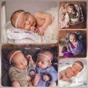 Neugeborenen Haarband Baby Mädchen Haarband Taufe Perlen Haarband haarkranz einschulung Newborn Shooting Taufe Haarband Newborn Props Bild 1