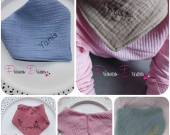 Baby scarf with name personalized drool cloth gift for baptism burp cloth with name baby scarf triangular scarf personalized
