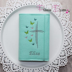 Hymn book cover with name, hymn book cover made of felt, cover for hymn book communion, hymn book cover for girls personalized cross glitter stones