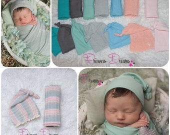 Neugeborenen Fotografie Jungen Mädchen Newborn Outfit Baby Wrap Mütze Pucktuch Babyfotografie Outfit Newbornshooting Outfit Newborn props