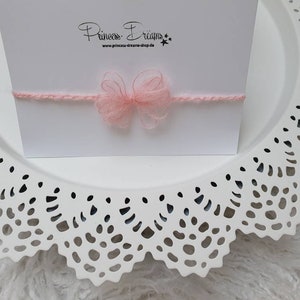 Baby Mohair Haarband Newborn Stirnband Haarband Baby Schleife rosa weiß off white Baby Fotografie Requisiten Haarband Taufe Newborn Props Rosa