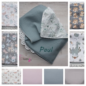 Baby blanket poplin & waffle piqué, stroller blanket, baby blanket with name, personalizable cuddly blanket, winter baby blanket, crawling blanket