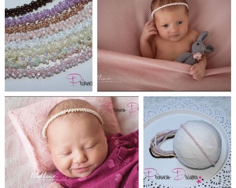 Neugeborenen Haarband Baby Mädchen Perlen Haarband Newborn Props Babyfotografie Stirnband Newborn Shooting Baby Haarband Taufe weiß creme