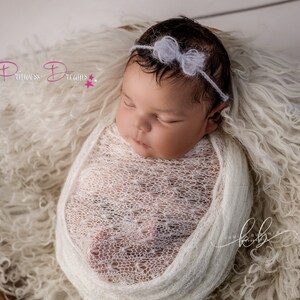 Baby Mohair Haarband Newborn Stirnband Haarband Baby Schleife rosa weiß off white Baby Fotografie Requisiten Haarband Taufe Newborn Props Grau