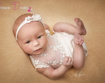 Newborn Outfit Baby Headband Newborn Outfit Newborn Props Baby Outfit Bodysuit Lace Romper Baby Photography Newborn Prop