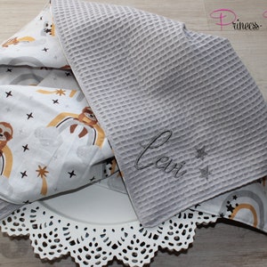 Baby blanket poplin & waffle piqué, stroller blanket, baby blanket with name, personalizable cuddly blanket, winter baby blanket, crawling blanket