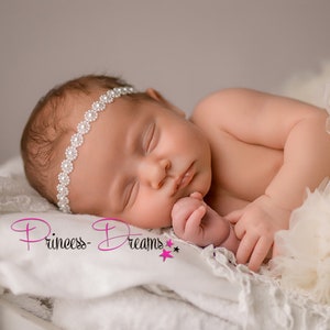 Neugeborenen Haarband Baby Mädchen Haarband Taufe Perlen Haarband haarkranz einschulung Newborn Shooting Taufe Haarband Newborn Props Creme