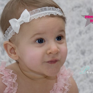 Hairband baby baptism girl ribbon white baby hairband bow girl headband baby hair bow newborn hair bow baby hairband