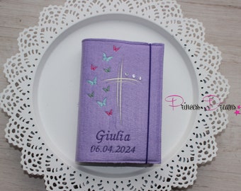 Praise to God cover with name, Praise to God cover made of felt, cover for Praise to God communion, Praise to God cover for girls personalized cross glitter stones