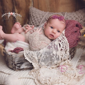 Neugeborenen Mädchen Haarband Baby Taufe Stirnband Babyfotografie Haarband Newborn Mohair Haarband Taufe Baby Mädchen Strick haarband beere Bild 3