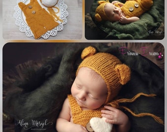 Newborn Mohair Outfit Baby Jungen Strick Outfit Newborn photoshoot Outfit Strick Neugeborenen Outfit Newborn Props senf newborn outfit