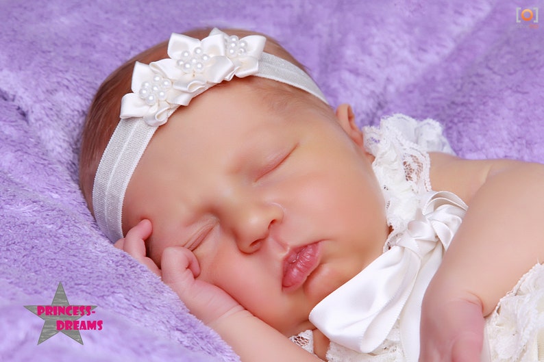 Baby Mädchen Haarband Stirnband Hochzeit Taufe Neugeborenen Fotografie Newborn Props Newborn Stirnband Haarband Baby Neugbeorenen Haarband creme