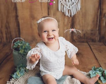 Baby Fotografie Outfit Spitzen Body weiß Baby Mädchen Outfit Babyfotografie Requisiten Haarband baby Baby Shooting Set