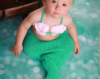 Princess-Dreams Strick Wolle Kostüm Mermaid Meerjungfrau Baby Fotoshooting Babyfotografie Outfit Baby Strick Outfit