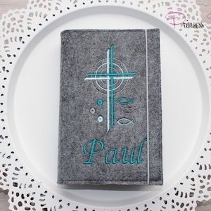 Chwała Bogu okładka z filcu, Chwała Bogu okładka dla chłopców, Chwała Bogu okładka, Chwała Bogu okładka z imieniem, Chwała Bogu okładka personalizowana podwójny krzyż
