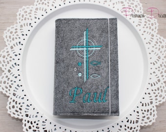 Hymn book cover made of felt, Hymn book cover for boys, Hymn book cover, Hymn book cover with name, Hymn book cover personalized with double cross