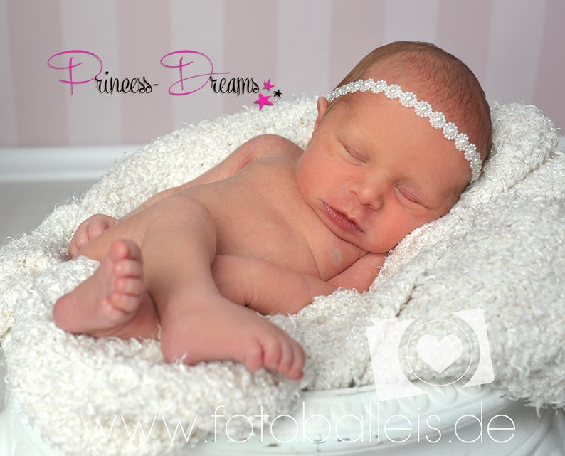 Neugeborenen Haarband Baby Mädchen Haarband Taufe Perlen Haarband haarkranz einschulung Newborn Shooting Taufe Haarband Newborn Props Weiß