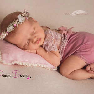 Baby Newborn Hair Wreath Baby Photography Hair Band Photo Shoot Baby Girl Hair Band Hair Wreath Baptism Baby Shooting Outfit, Newborn Props pink