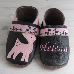 Crawling Shoes/leather shoes with deer and names image 1