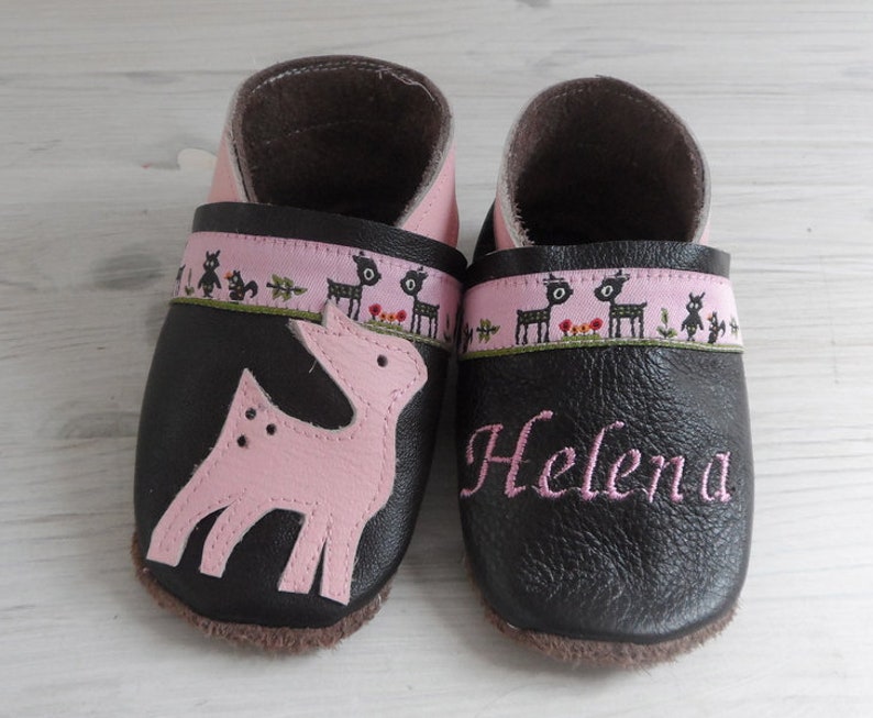 Crawling Shoes/leather shoes with deer and names image 1