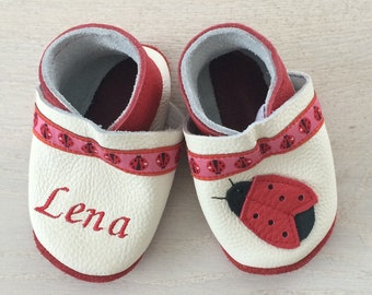 Crawler shoes / leather shoes with ladybug +names