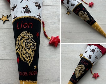 Harry Potter school cone with lion and name: unique