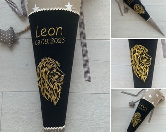 School cone with lion and name: unique item