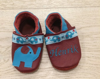 Crawling Shoes/leather shoes with Elephant and name