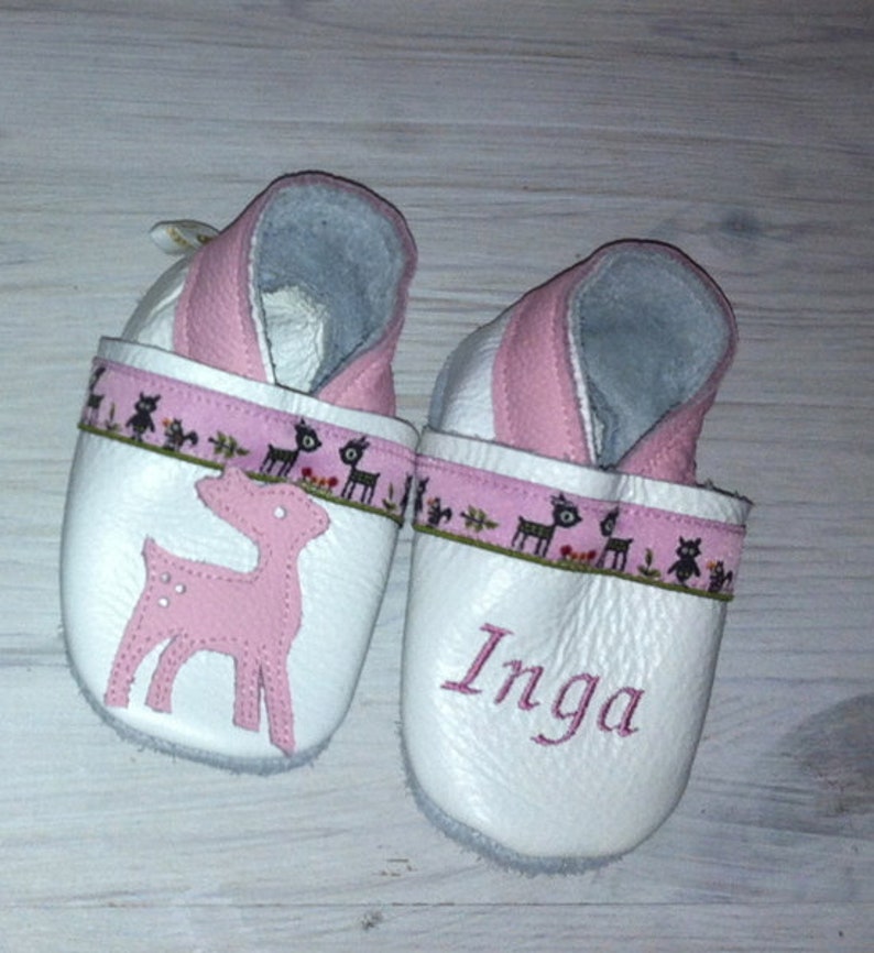 Crawling Shoes/leather shoes with deer and names image 3