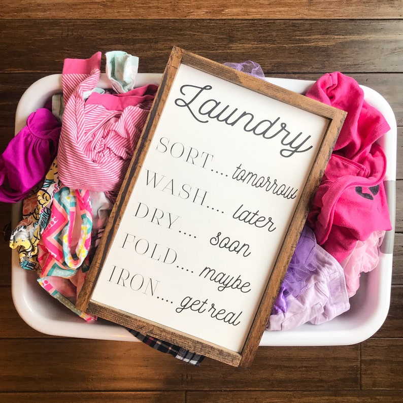 Laundry sign- Farmhouse sign sign Laundry sign Painted wood sign