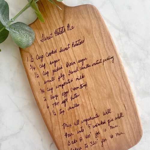 Recipe Cutting Board Engraved Handwriting Cutting Board Etsy